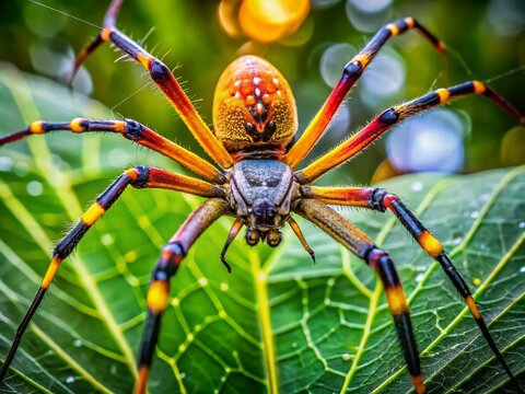 Banna Spider: Unique Tropical Arachnid with Vibrant Colors in Natural Habitat, Perfect for Nature and Wildlife
