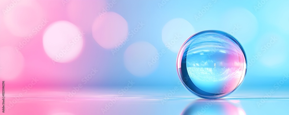 Poster enchanting ethereal crystal ball with dreamlike reflections - captivating floating sphere of mystica