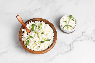 cottage cheese, ricotta with herbs, dairy products, healthy eating, fitness food