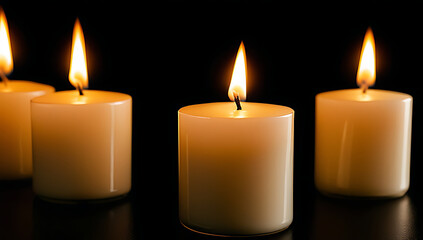 candles burning dark focus one foreground