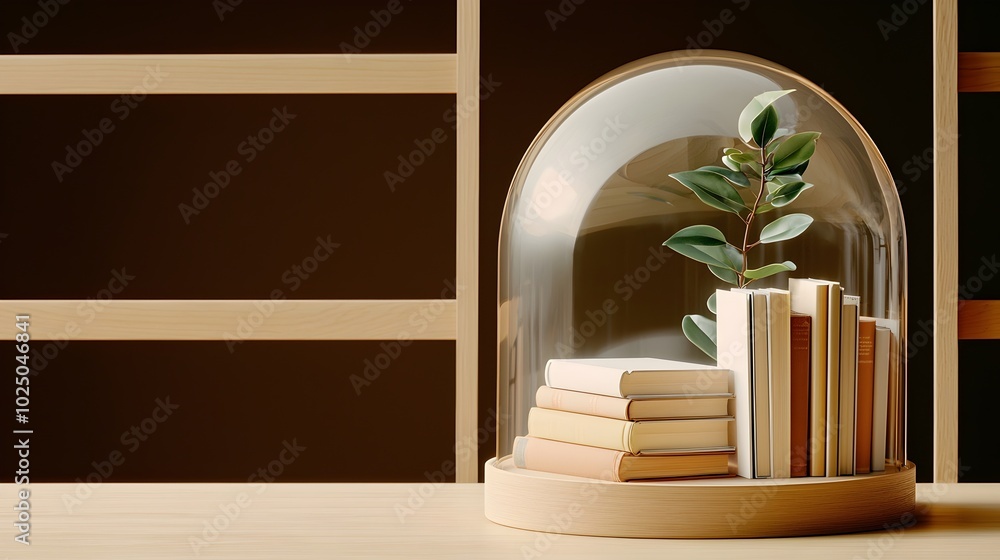 Poster serene floating library in a bubble - a surreal knowledge space surrounded by books perfect for imag