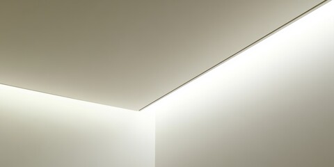 Obraz premium 壁の角に明かりが柔らかく照らすシンプルな室内空間