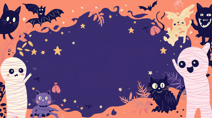 halloween background with pumpkin banner Halloween festival, super cute, strange and unique
