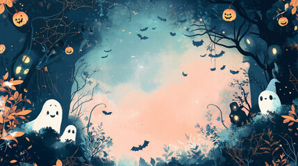halloween background with pumpkin banner Halloween festival, super cute, strange and unique
