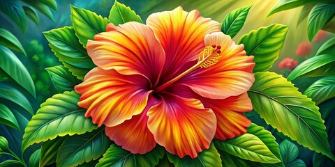 Beautiful Hibiscus Illustration for Tropical Themes, Floral Designs, and Nature Inspired Artwork for Home and Office