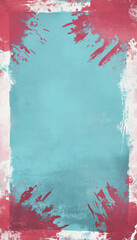 Abstract teal and red banner with splattered paint edges, great for bold and creative projects.