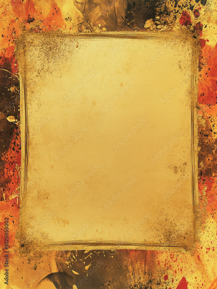 Canvas Prints Faded gold banner with rough, artistic edges and splatter effects, great for creative projects.