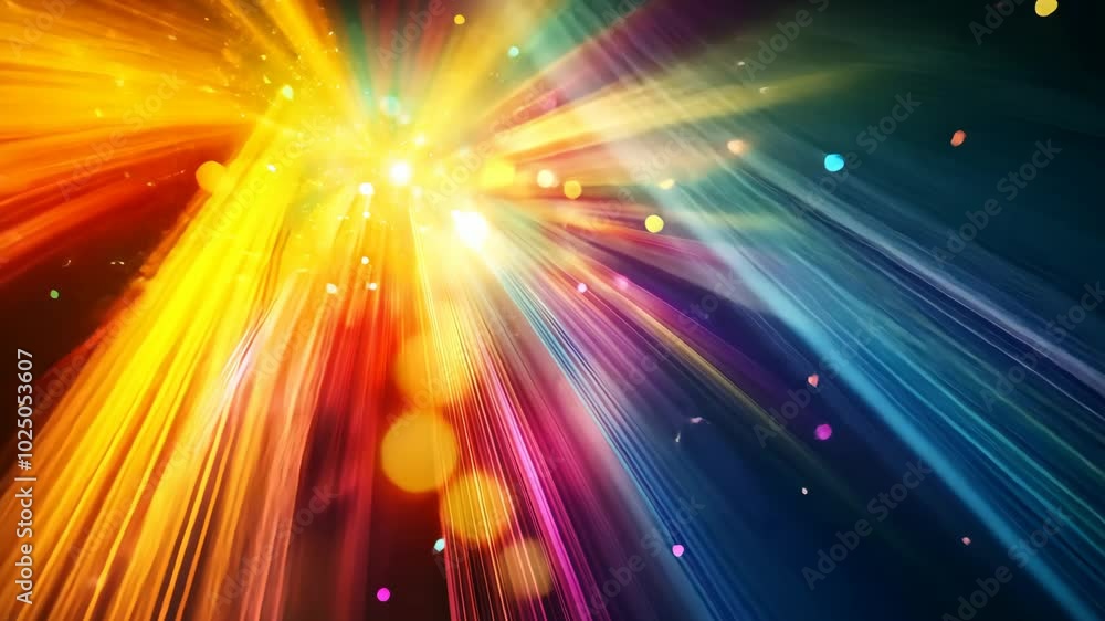 Wall mural a burst of colorful light rays creates a dazzling spectacle against a dark background