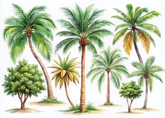 Beautiful Sketches of Palm Trees in Various Styles for Tropical and Nature-Themed Designs