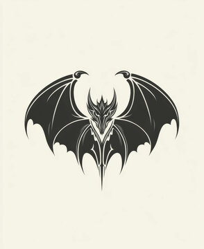 recommend clip art: A simple line art of the silhouette of bat wings with a dragon head on top