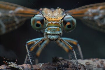 Fototapeta premium Close-Up of a Colorful Insect with Striking Eyes and Intricate Details