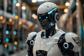 Fototapeta premium Futuristic Robot in a High-Tech Environment