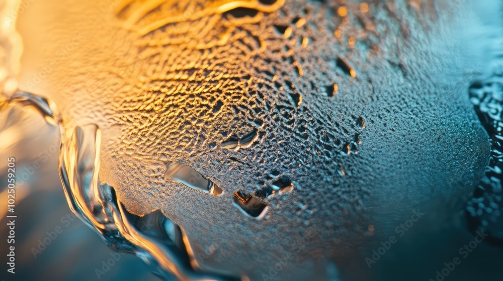 Poster a close-up of a glass slide under a microscope, showcasing the intricate textures and patterns of th