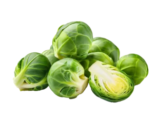 Fototapete Rund Brussels sprouts isolated on white background, cutout  © oxie99