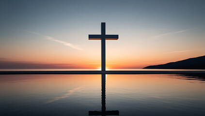 cross sunset symbolizing faith reflection