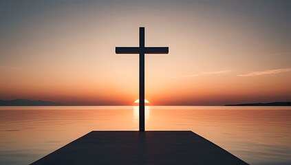 cross sunset symbolizing faith reflection