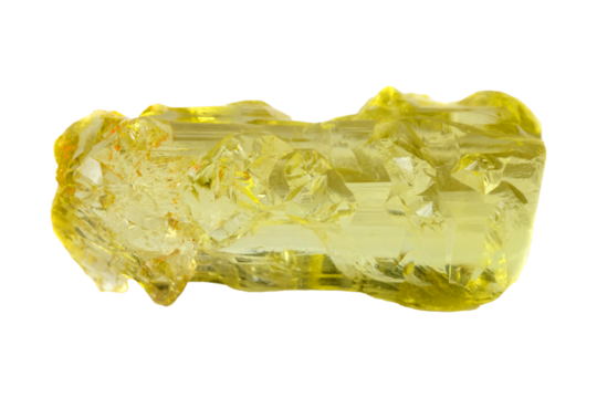 Beryl heliodor mineral stone on white background close up.
