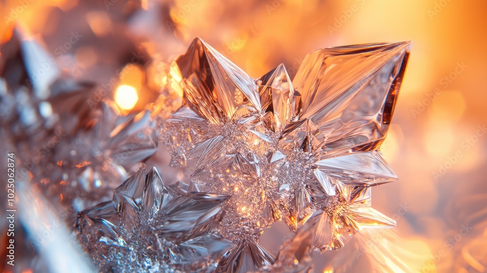 Poster a close-up of layered glass crystals, with each layer reflecting light differently, creating a depth