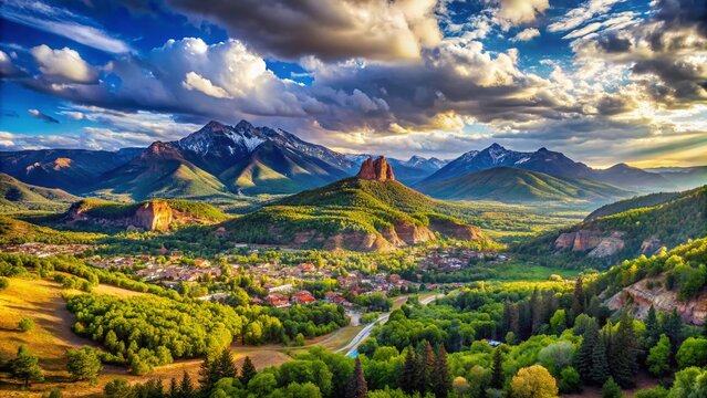Breathtaking Panorama of Durango and Anboto Mountain Range Showcasing Stunning Natural Beauty and Majestic Landscapes