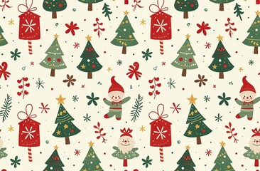 Seamless pattern of Christmas images	
