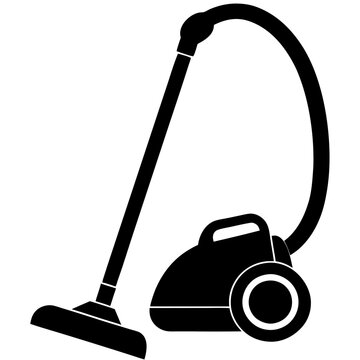 recommend clip art: A vacuum cleaner silhouette vector icon illustration on white background.