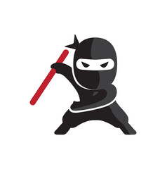 Creative Little Ninja Silhouette Logo Vector Design Illustration © Abrastack Stu Design
