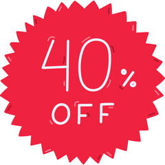 Cute cartoon star sticker with discounts 40 percent off for Black Friday Sale. Hand drawn acute bubble with lettering for promotion of super price off at shop, store, markets. Simple trendy banner