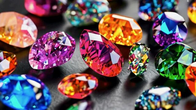 Colorful gems on black 