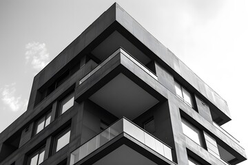 Modern Architectural Marvel: A Black and White Perspective of a Contemporary Building