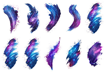 Fototapeta premium Galaxy paint brush stroke, hyperrealistic, highly detailed, isolated on transparent background, generative ai.