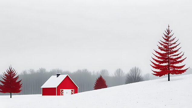 red winter landscape festive vibes seasonal charm