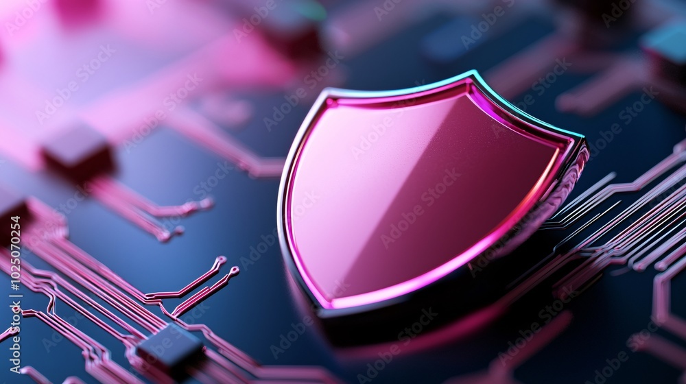 Poster futuristic tech defense glowing neon matrix and encrypted digital grid for cybersecurity - advanced 