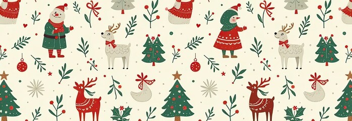 Seamless pattern of Christmas images	
