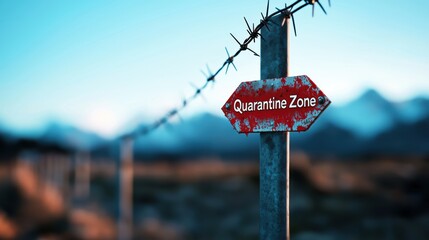 Fototapeta premium Scratched and bloodied warning sign reading 