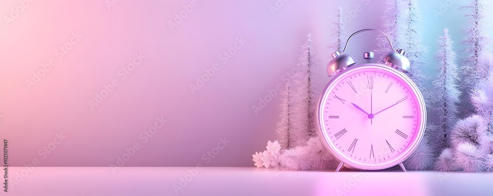 Poster enchanting glowing forest with bio-luminescent trees - serene twilight atmosphere illuminated by a n