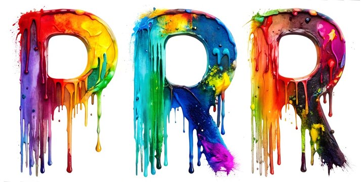 Rainbow Dripping "PRR": A vibrant, colorful display of the letters "PRR" crafted from dripping paint. Each letter is a spectrum of colors, creating a dynamic and eye-catching visual.