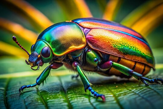 Captivating Junebug Bug Close-Up: Nature's Remarkable Beetle with Vibrant Colors and Unique Features in Natural Habitat