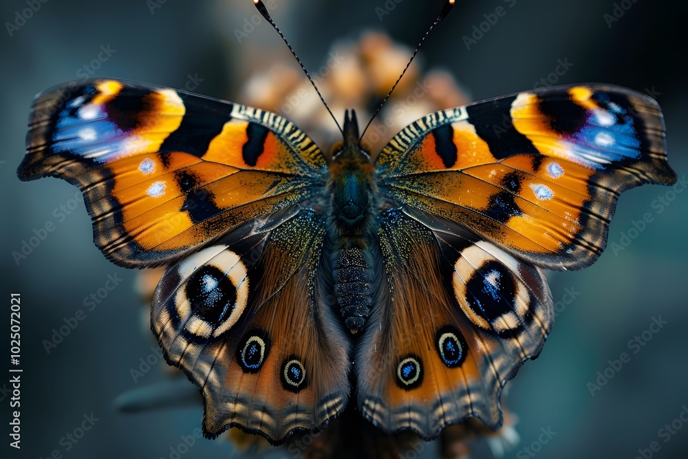 Poster stunning close-up of a colorful butterfly with intricate patterns