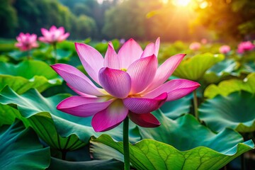 Obraz premium Captivating Lotus Flower in Indian Culture Symbolizing Purity and Spiritual Growth Amidst Serene Natural Surroundings