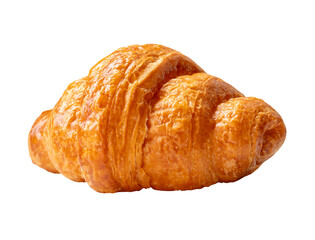 Side view of brown croissant isolated with clipping path in png file format