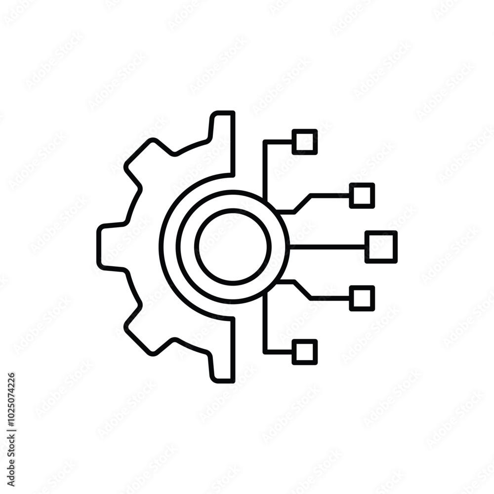 Fototapete digital transformation line icon. linear style sign for mobile concept and web design. digital techn
