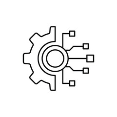 Digital Transformation line icon. linear style sign for mobile concept and web design. Digital technology outline vector icon. AI tech symbol, logo illustration. Vector graphics