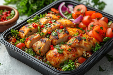 Fototapeta premium grilled chicken with vegetables
