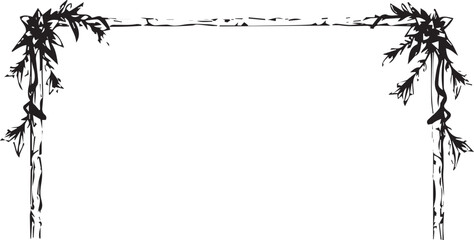 A simple black and white border with leaf-like designs at the corners. 