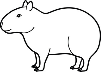 Cute capybara ice skating outline. Vector illustration hand drawn line art. For coloring books, postcards, templates. Sketch of a cute capybara black and white.