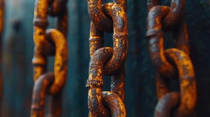 Fototapeta premium Close-up of rusty metal chains