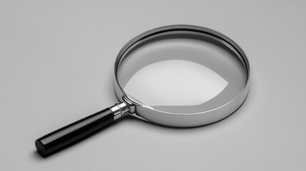 Minimalist magnifying glass icon enlarging a small detail, on a plain background.