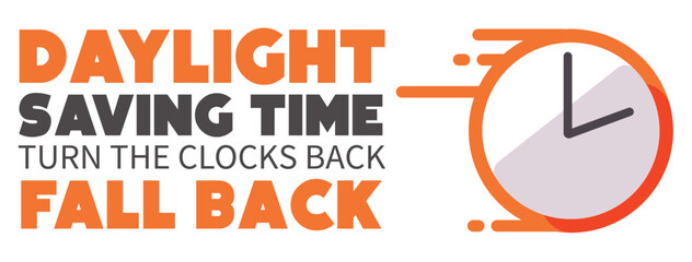 Daylight savings time Fall Back,  vectors change clock back one hour, Daylight Saving Time Ends web reminder banner. Clocks with arrow hand turning back an hour