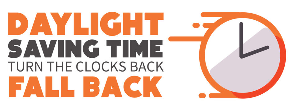 Daylight savings time Fall Back,  vectors change clock back one hour, Daylight Saving Time Ends web reminder banner. Clocks with arrow hand turning back an hour