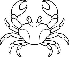 Crab outline vector art, line art illustration design. Design for seafood menu, coastal decor. Marine life and cuisine concept. Icon and Logo.